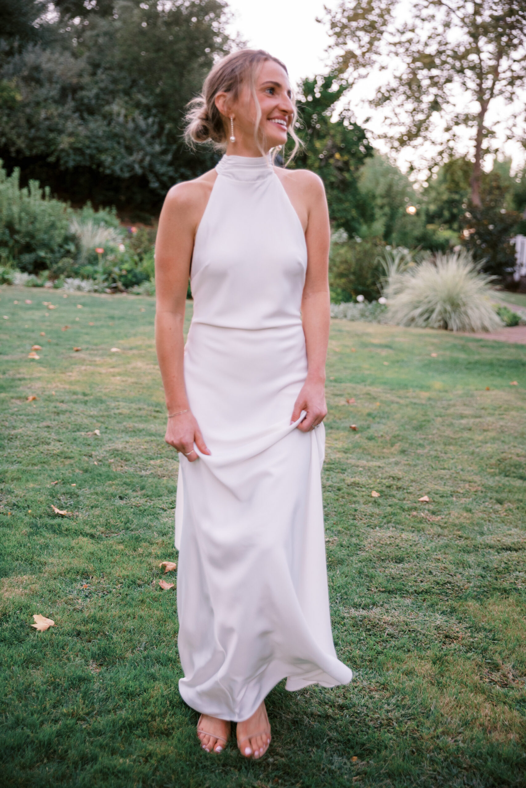 bride during sunset portraits in Napa, ca.
